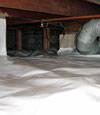 A Del Rio crawl space moisture system with a low ceiling