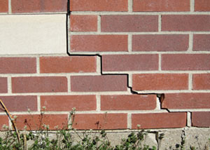 a foundation wall crack on a Devine home.