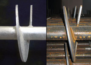 a proper and improper helical blade system in two different foundation piers in Eagle Pass.