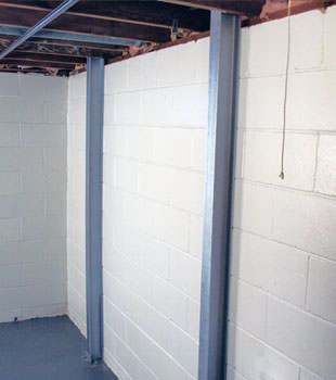 A PowerBrace™ i-beam foundation wall repair system in San Antonio