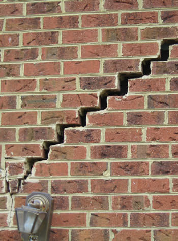 major cracking of a brick foundation wall in Monte Vista