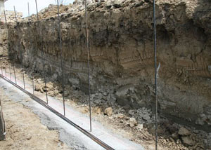 Soil layers exposed while excavating to construct a new foundation in Boerne